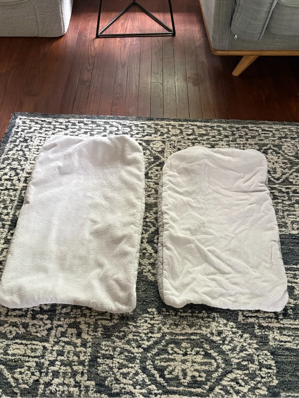 (2) Pottery Barn Kids Fitted Changing Pad Covers White and Gray